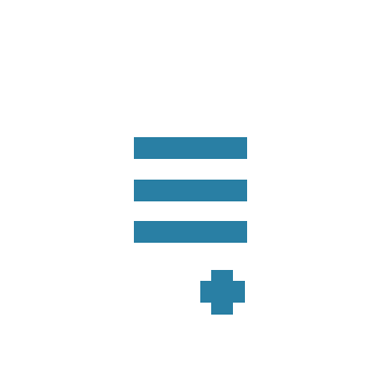 An icon representing a medical check-up or health assessment, featuring a stylized pill bottle with a plus sign inside and a checkmark on the left side.